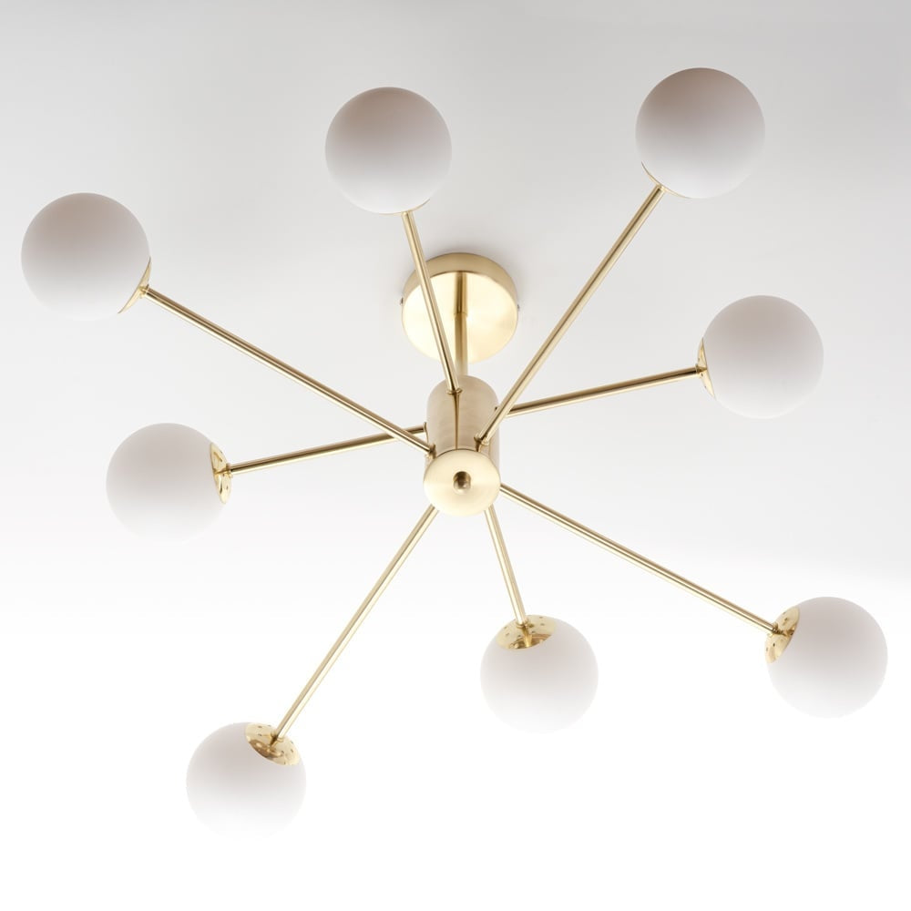 Dorado Eight-Light Ceiling Light — Gold & Frosted Glass