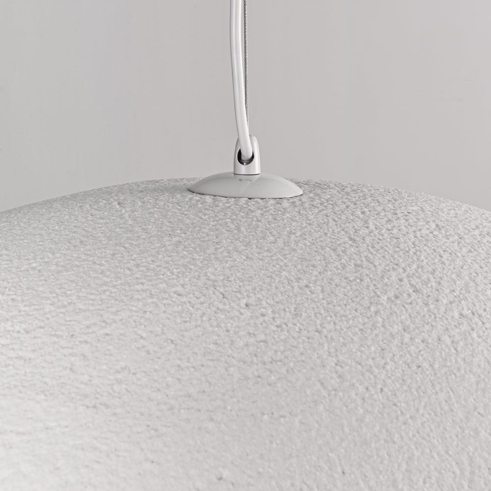 Kaia Curved Stone-Effect Pendant Light — White, 60 cm