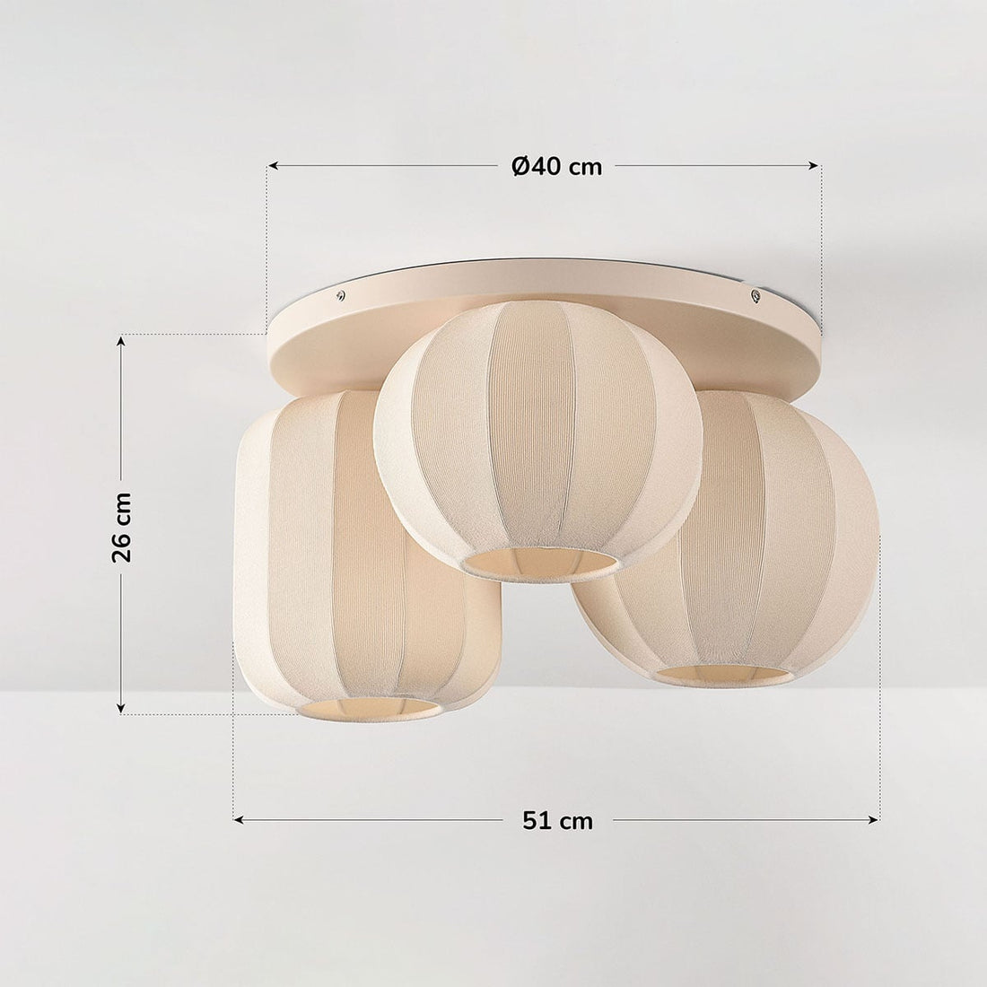 Hana Fabric Ceiling Light — Beige, 3 Lights
