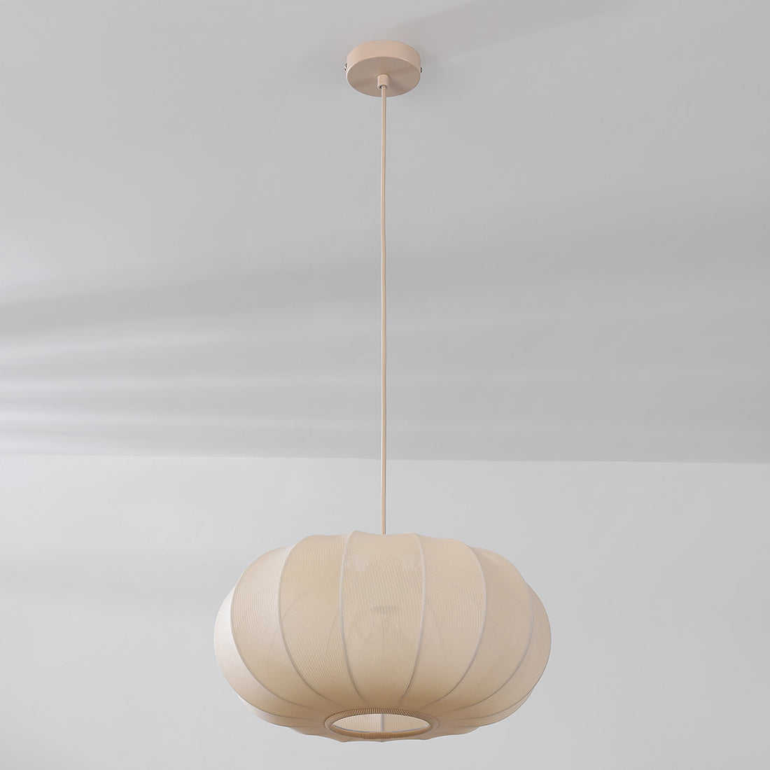 Aya Fabric Drum Pendant Light — Beige, 40 cm