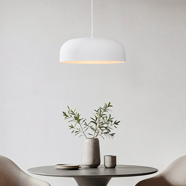 Nube round white pendant light 40cm disc hanging from ceiling