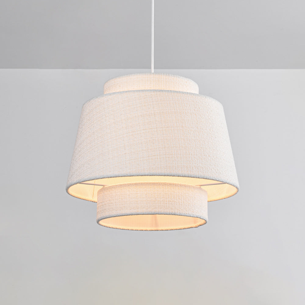 Elin Fabric Drum Pendant Light — White, 40 cm