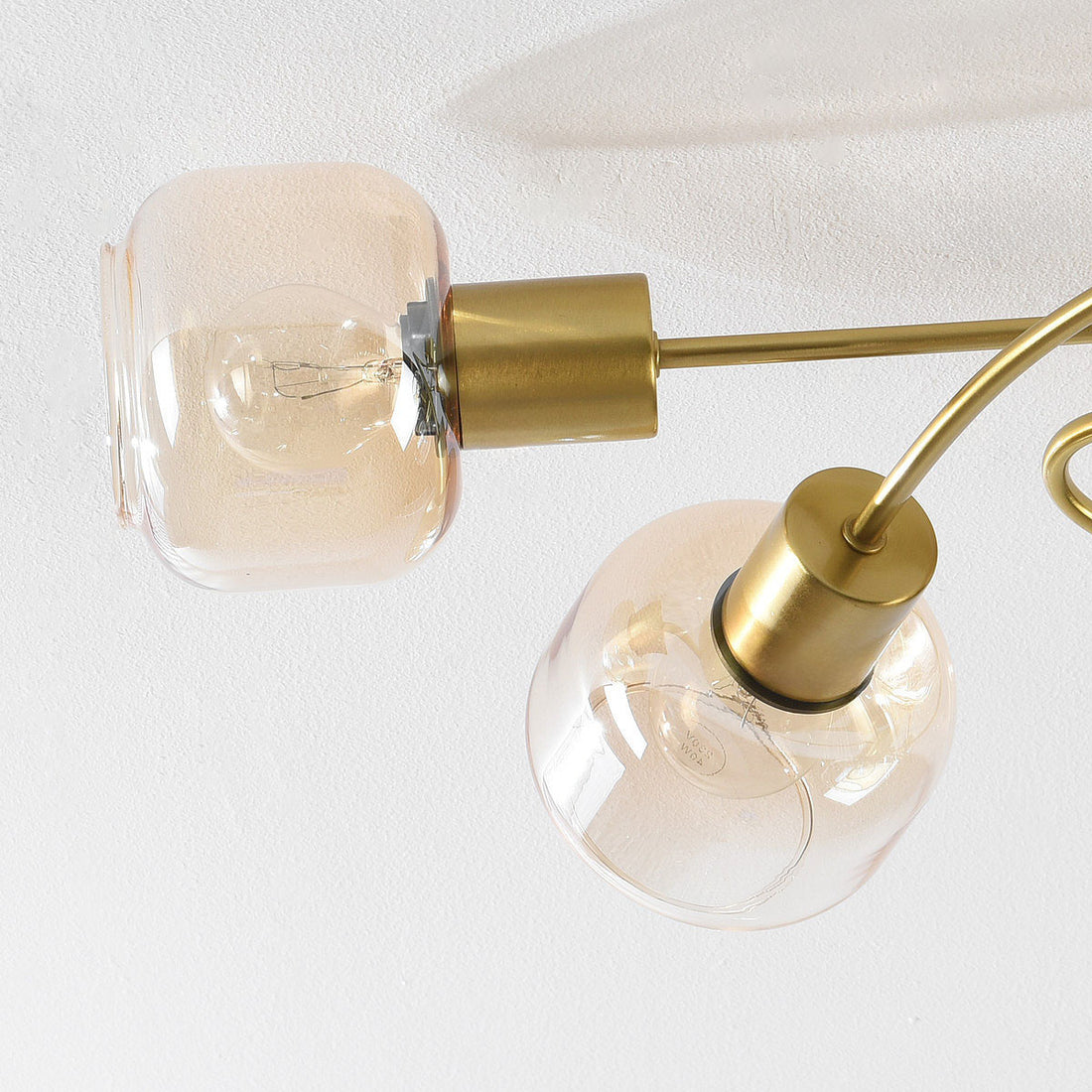 Aurum Five-Light Ceiling Light — Gold & Amber Glass