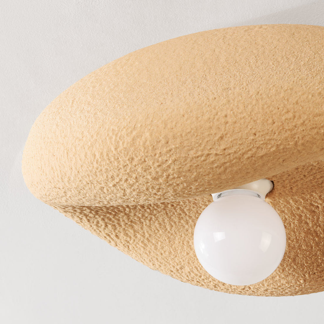 Kaia Curved Stone-Effect Ceiling Light — Light Caramel, 41 cm