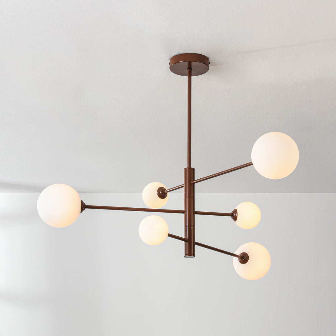 Sesto Six-Light Ceiling Light — Brown & Opal Glass