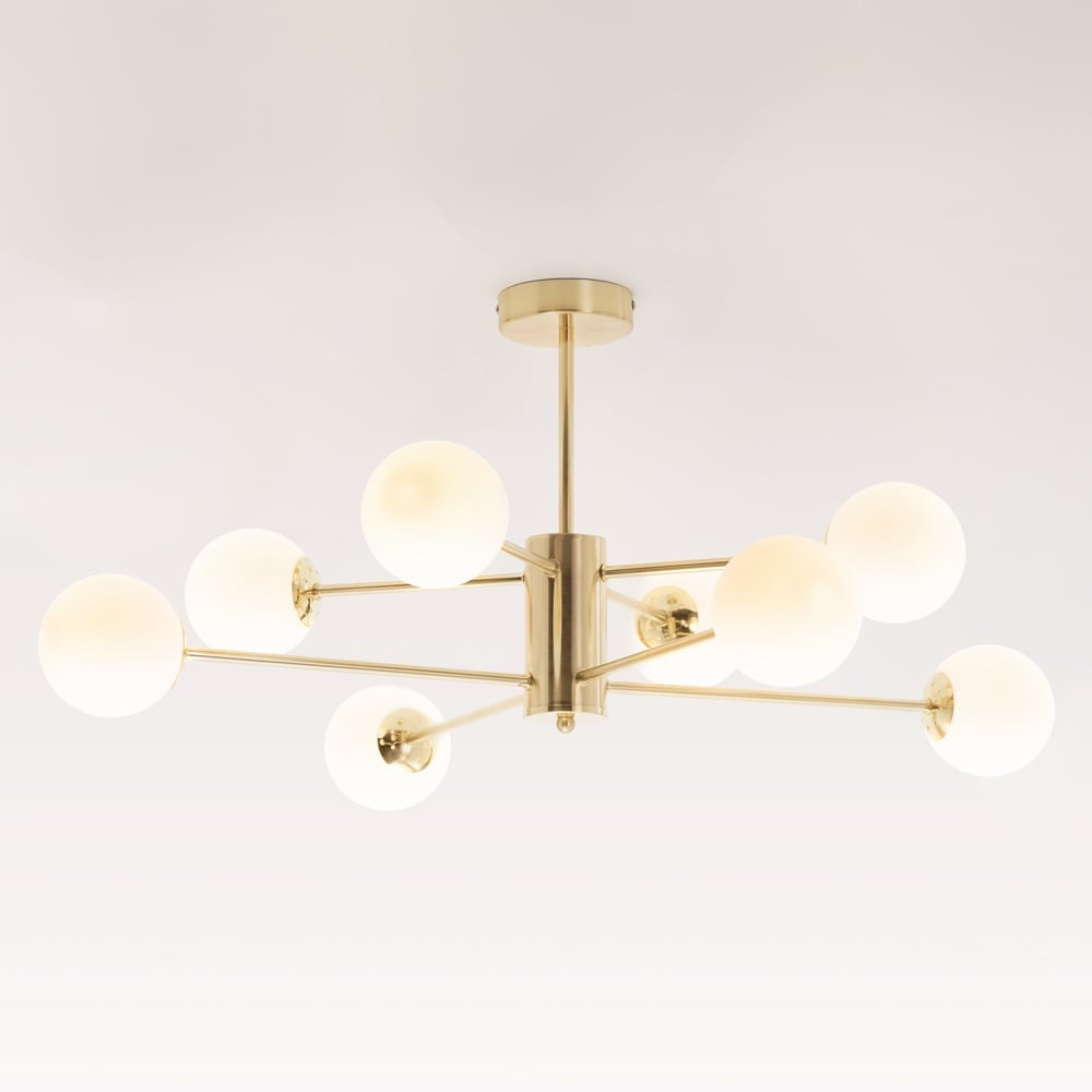 Dorado Eight-Light Ceiling Light — Gold & Frosted Glass