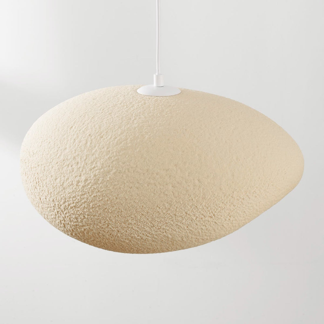 Kaia Curved Stone-Effect Pendant Light — Sand Beige, 40 cm