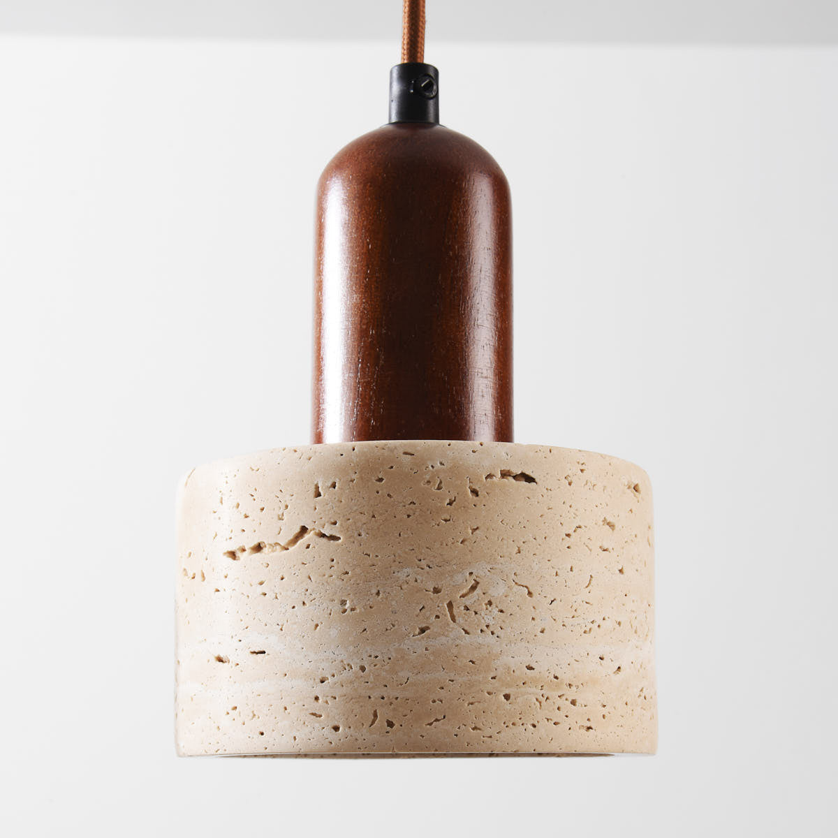 Taoka Travertine & Wood Pendant Light — 4 Lights, Linear