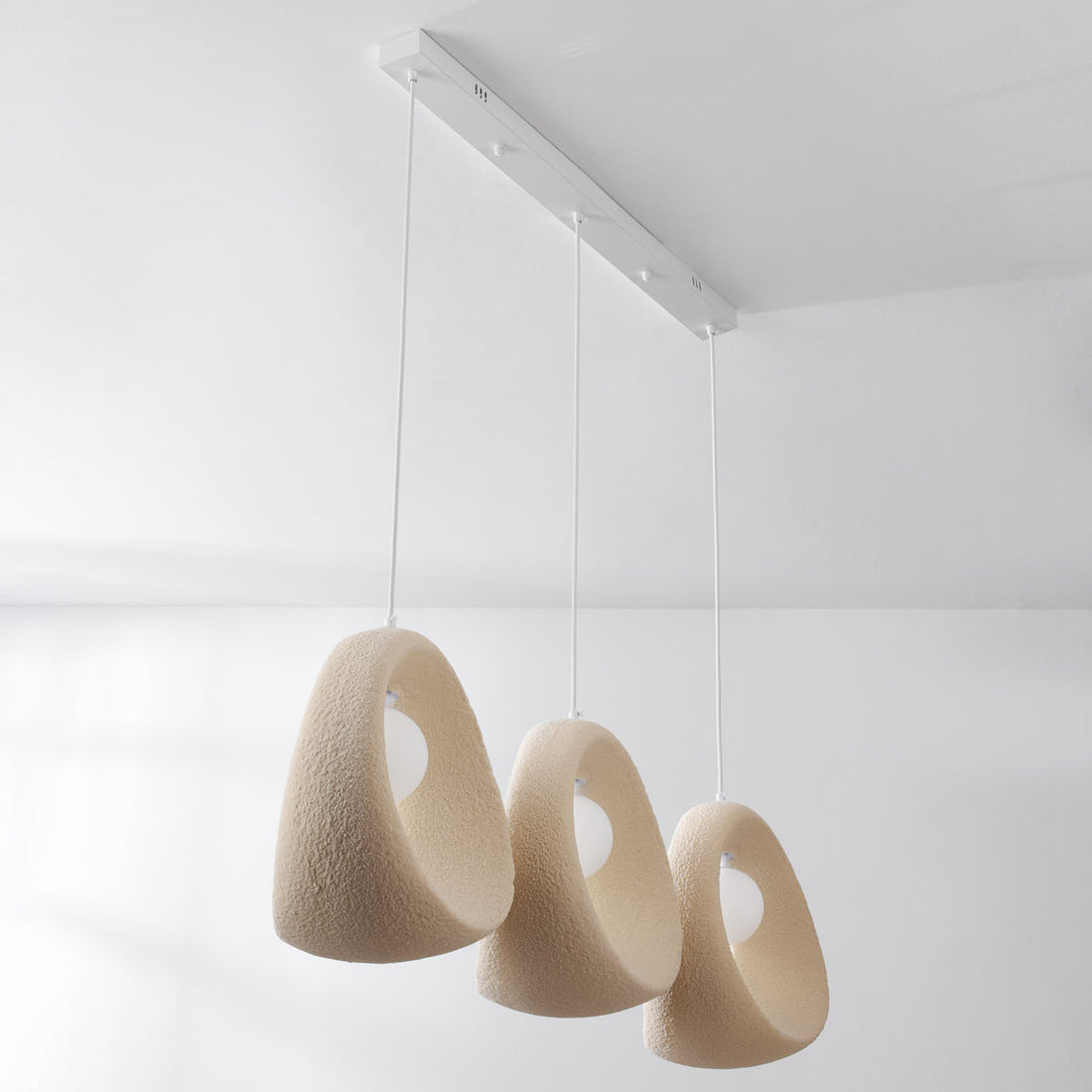 Umi Stone-Effect LED Pendant Light — 3 Lights, Linear