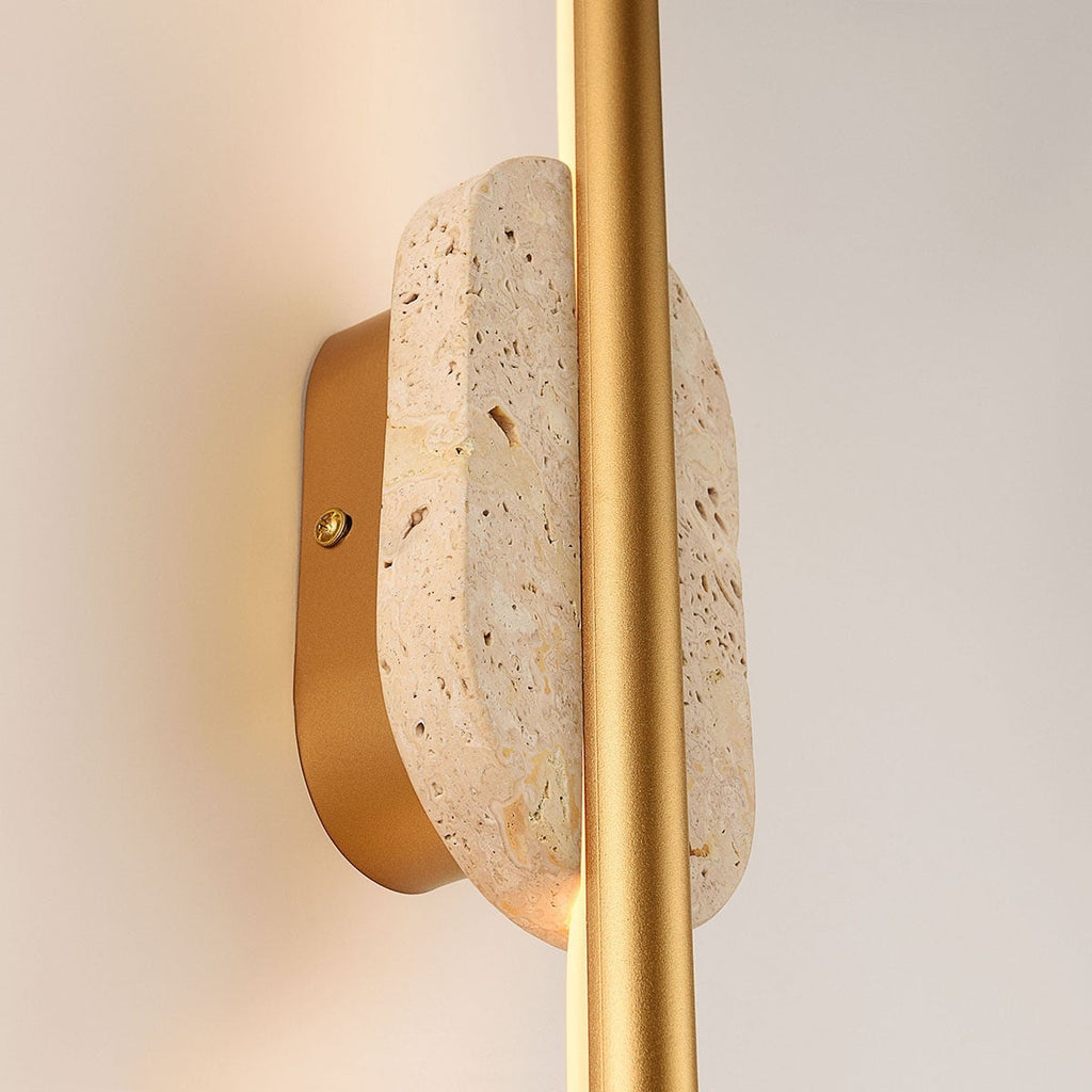 Isola LED Bathroom Wall Light — Travertine & Gold, IP44