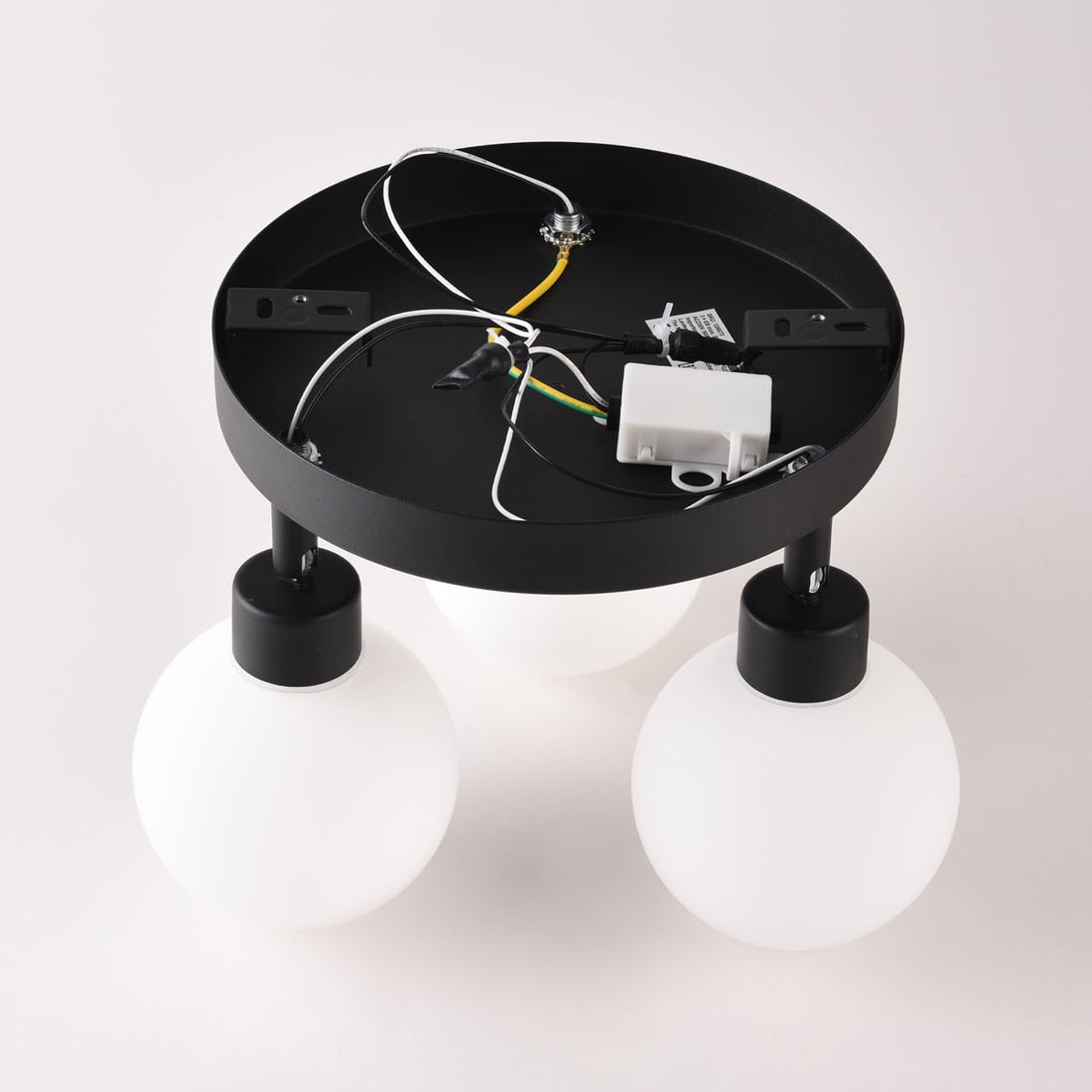 Otto Adjustable Triple Spot Ceiling Light — Black & Opal Glass, IP44