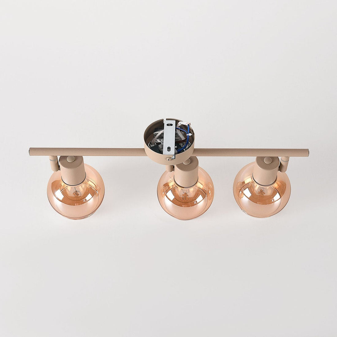 Beno Adjustable Spotlight Bar — Beige & Amber Glass, 3 Lights