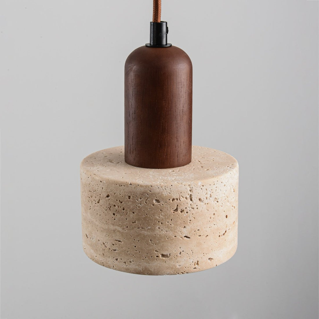 Taoka Travertine & Wood Pendant Light — 3 Lights, Linear
