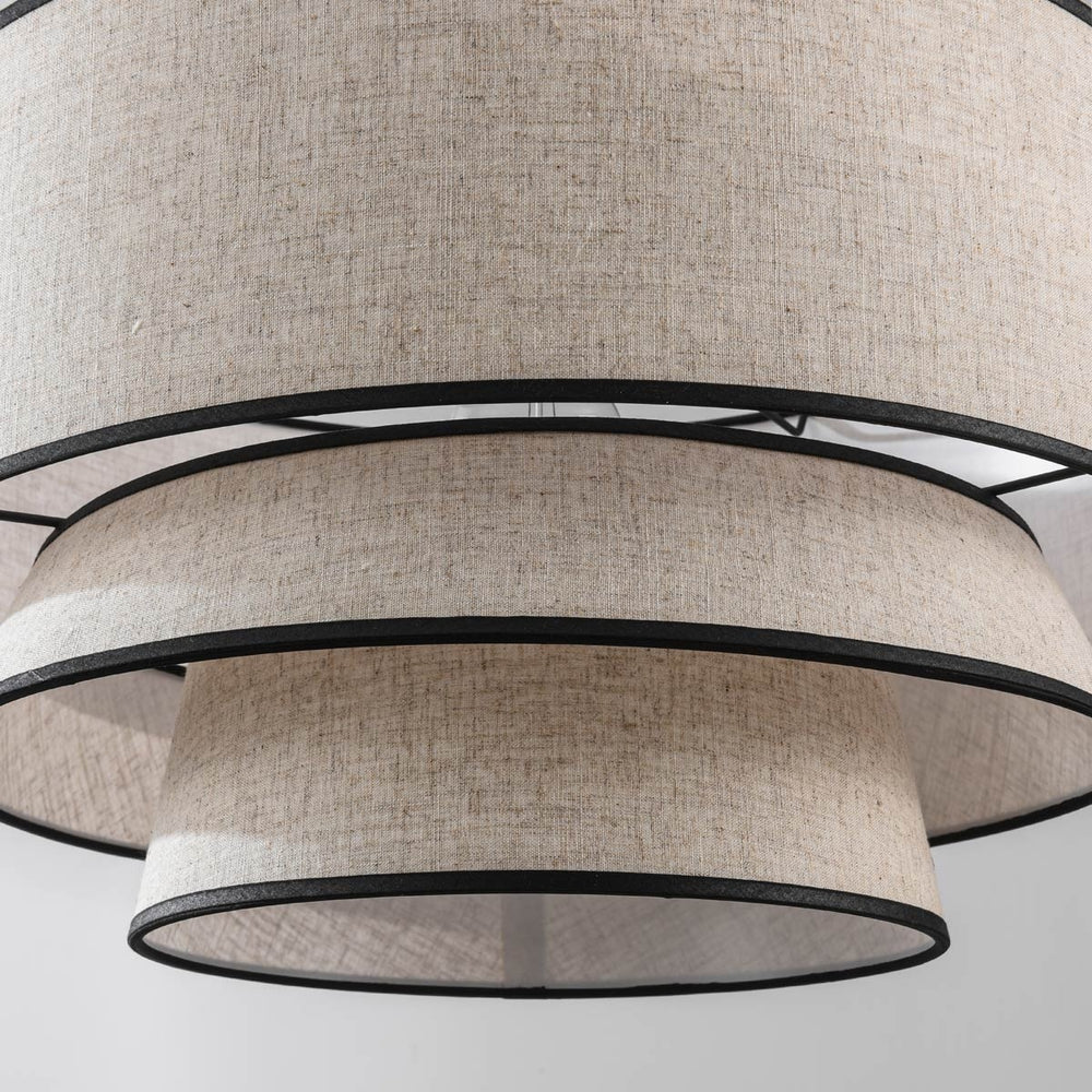 Nori Linen Pendant Light — Natural & Black, 50 cm after dark