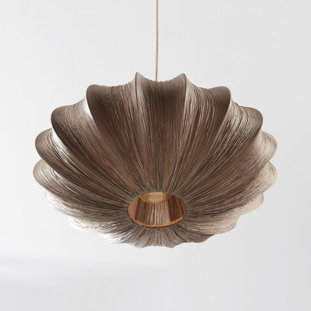 Bruna Fabric Pendant Light — Warm Brown, 45 cm after dark