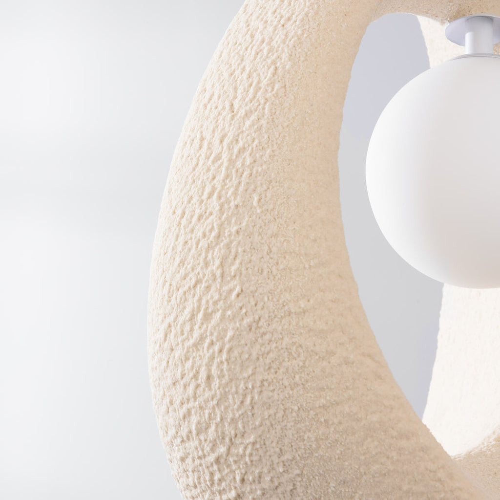 Akari Compact Stone-Effect Pendant Light — Sand Beige