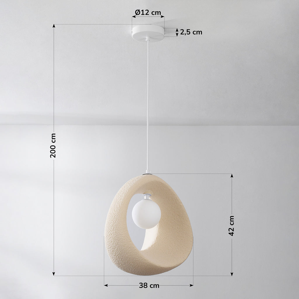 Akari Compact Stone-Effect Pendant Light — Sand Beige