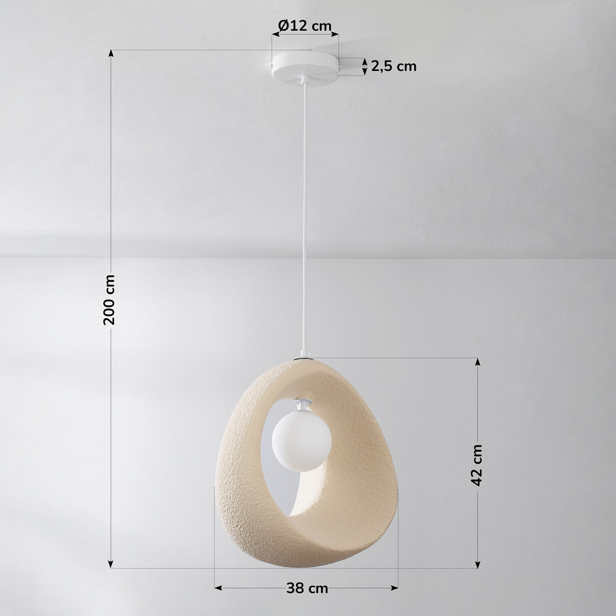 Akari Compact Stone-Effect Pendant Light — Sand Beige