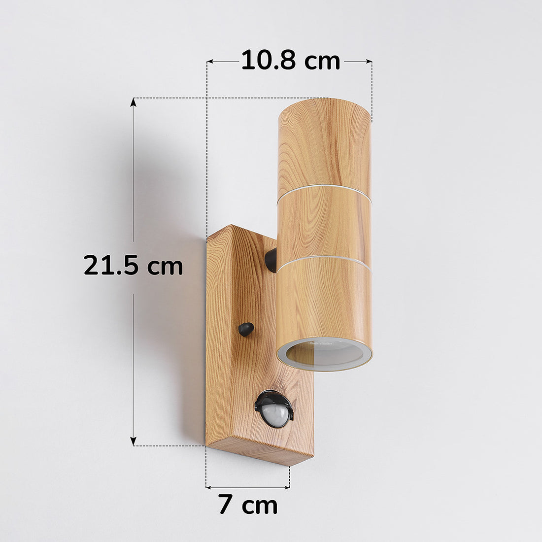 Elm Outdoor Wall Light — Wood Effect, Sensor