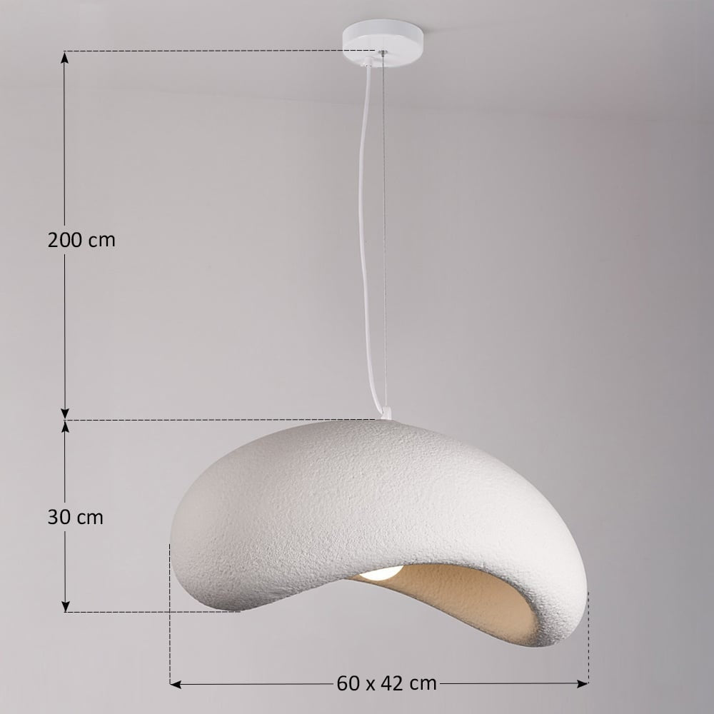 Katsura Layered Stone-Effect Pendant Light — White, 60 cm