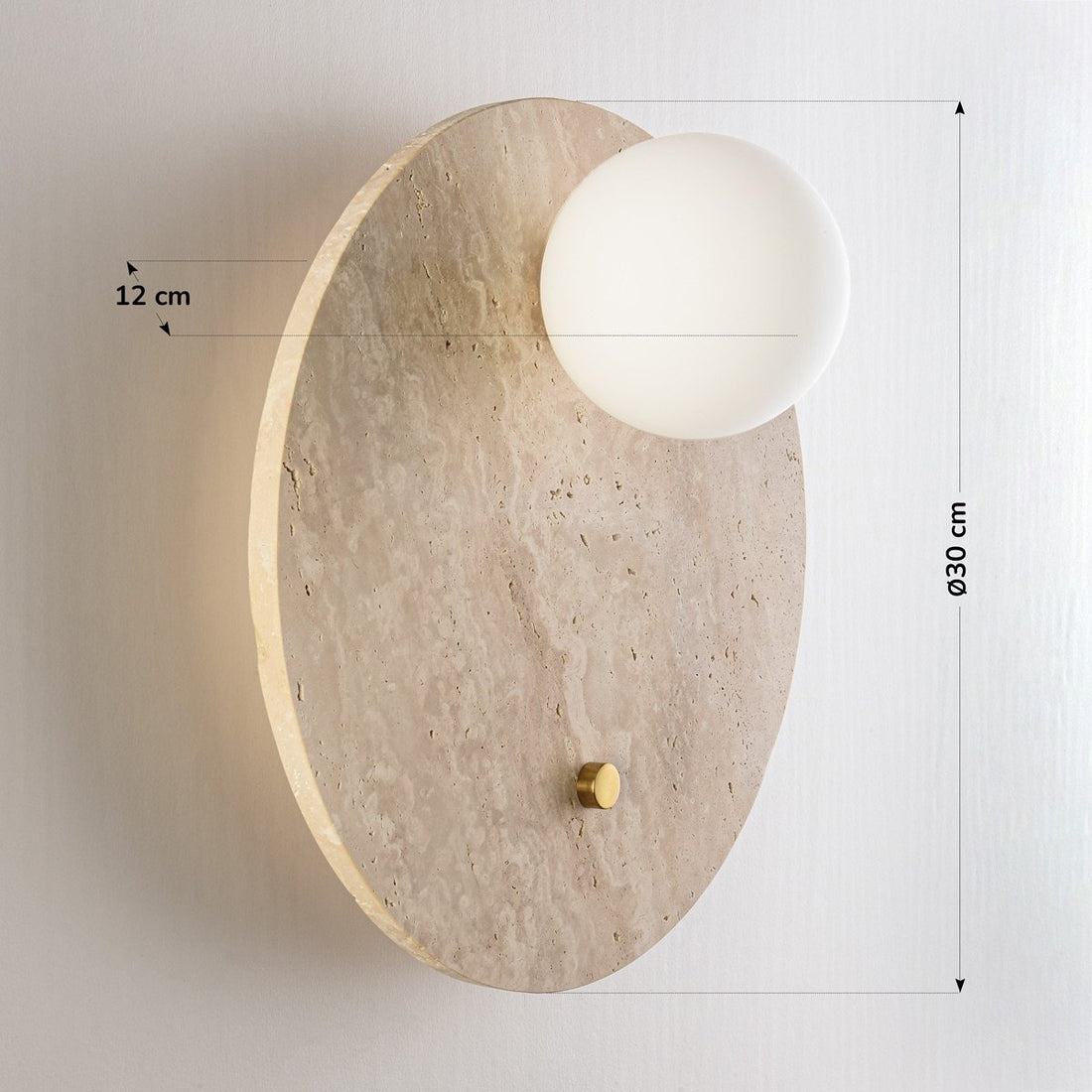 Orla Travertine Globe Wall Light — Large, 30 cm