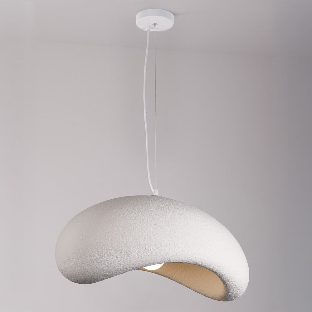 Katsura Layered Stone-Effect Pendant Light — White, 60 cm
