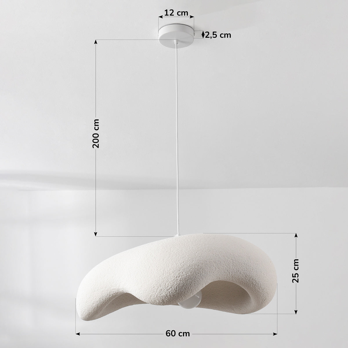 Kintsu Wide Stone-Effect Pendant Light — White