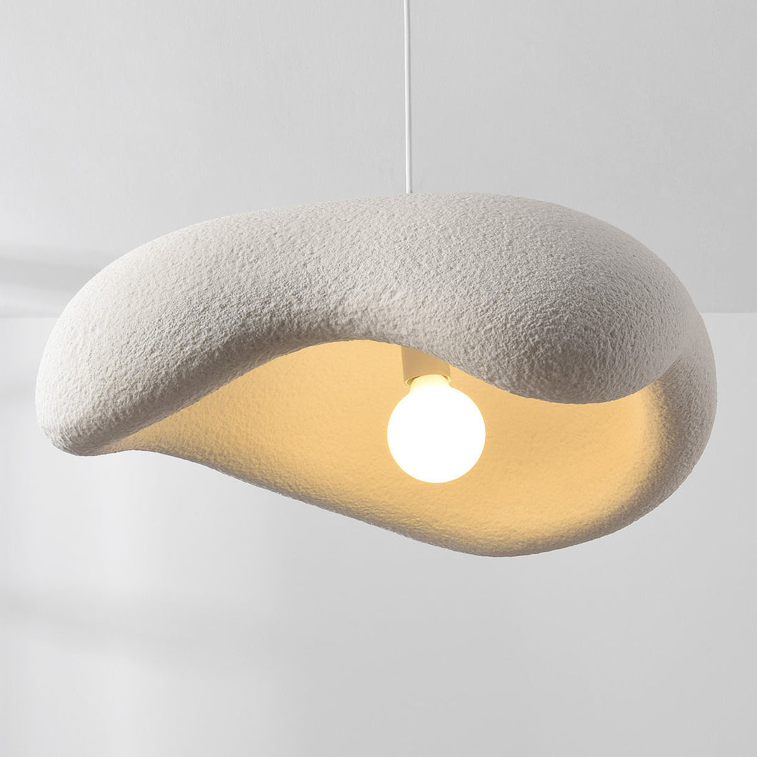 Kintsu Wide Stone-Effect Pendant Light — White