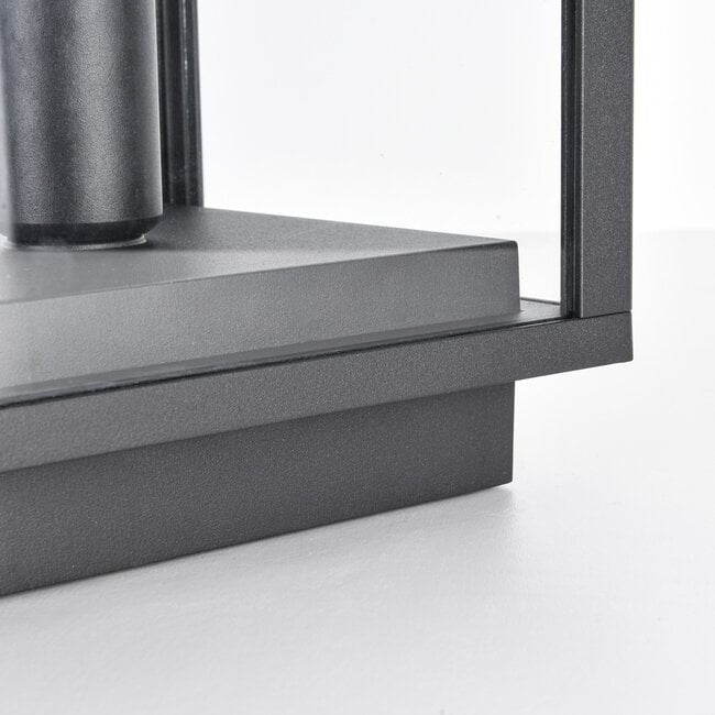 Sem Glass Panel Post Lantern — Black