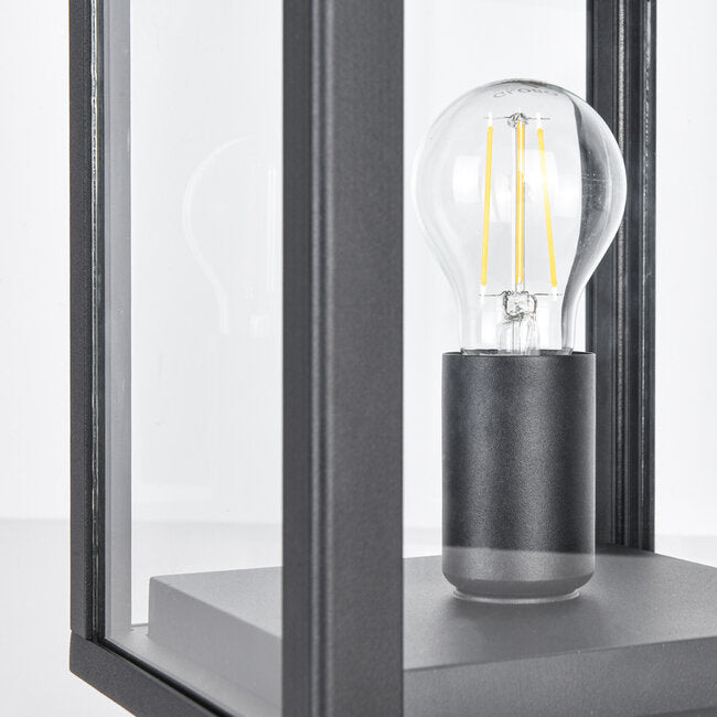 Sem Glass Panel Post Lantern — Black