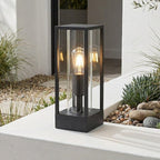 Ted industrial style outdoor lamp illuminated at night
