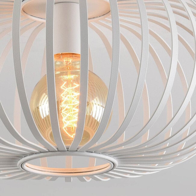 Lacena Sculptural Iron Cage Ceiling Light — White