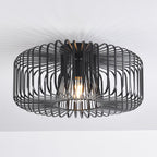 Close-up of Cassio black metal cage pendant light fixture