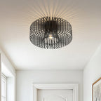 Cassio black industrial cage pendant light with metal frame