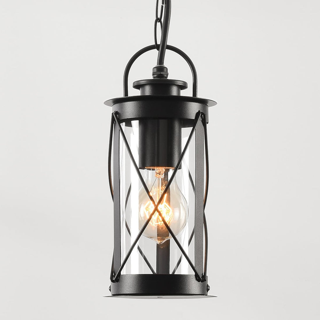 Close-up of the Malmo lantern glowing through its clear panels