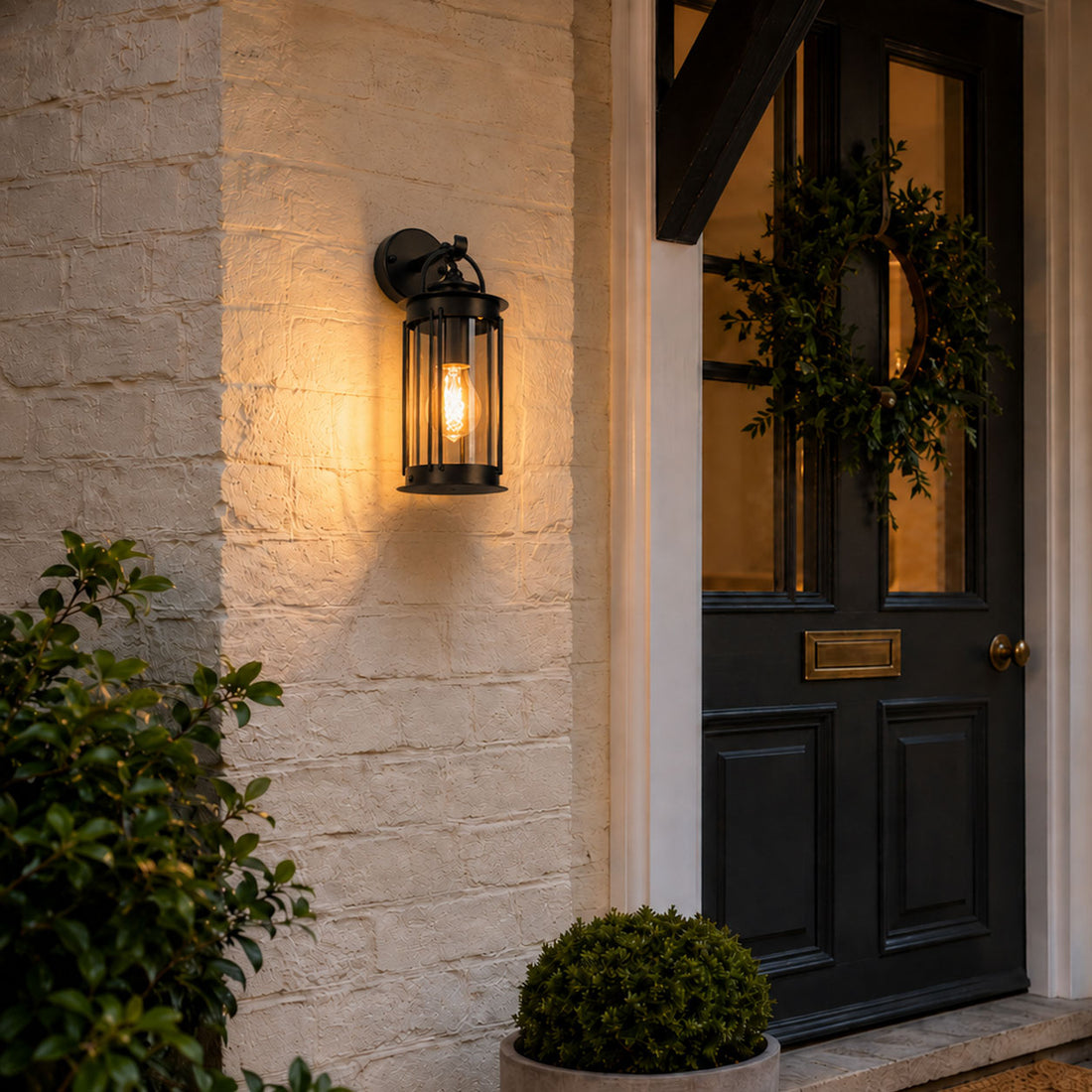 Alicia Industrial Outdoor Wall Light — Glass, Black detail