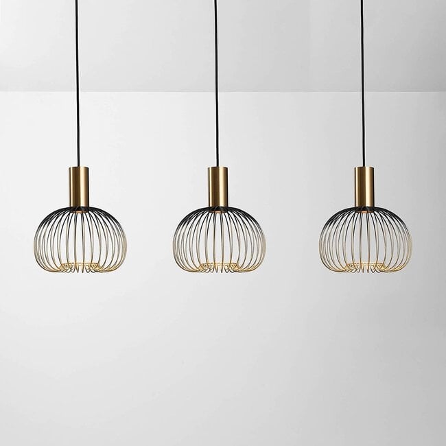 Velia 3-Light Cage Pendant Light — Black and Gold