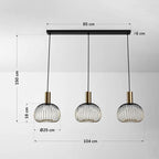 Velia 3-Light Cage Pendant Light — Black and Gold