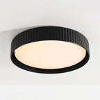 Senna Ribbed LED Flush Ceiling Light — Dimmable, Black