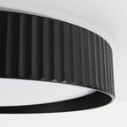 Senna Ribbed LED Flush Ceiling Light — Dimmable, Black