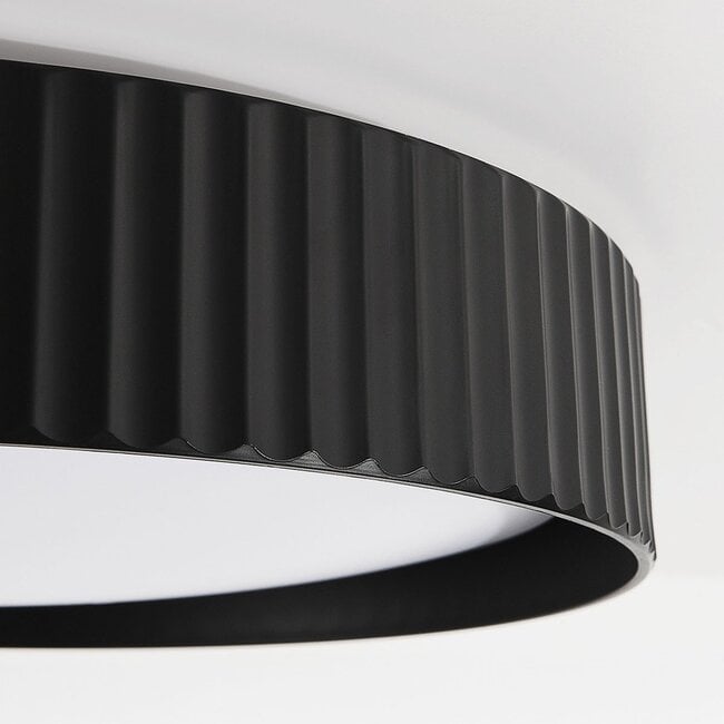 Senna Ribbed LED Flush Ceiling Light — Dimmable, Black