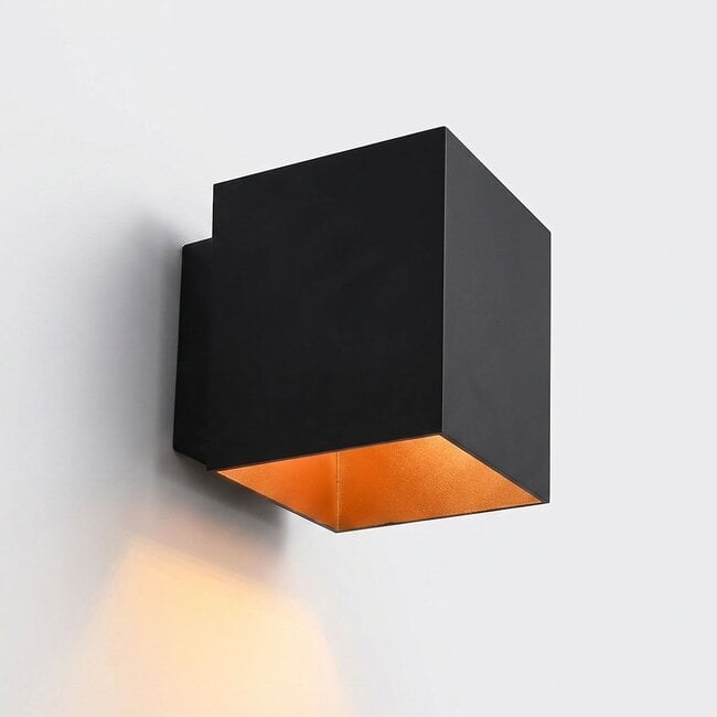Fay contemporary up down wall light black exterior gold detail lifestyle shot