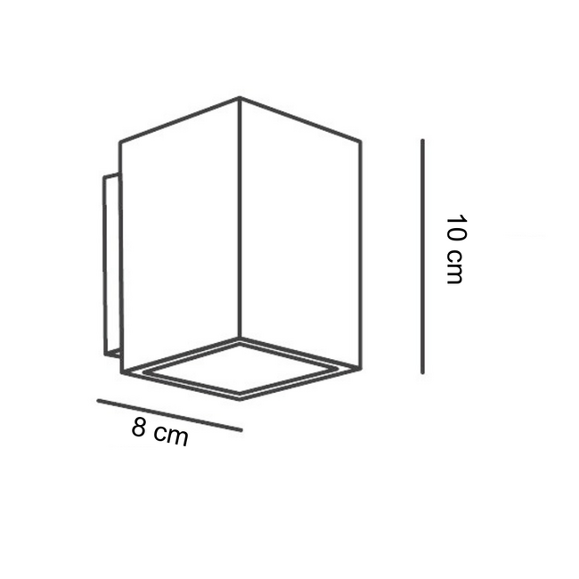 Dimensions for Fay Modern Square Up Down Wall Light — Black with Gold