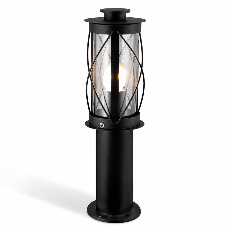 Lucia Rustic Bollard Post Light — Stainless Steel Black, 40cm