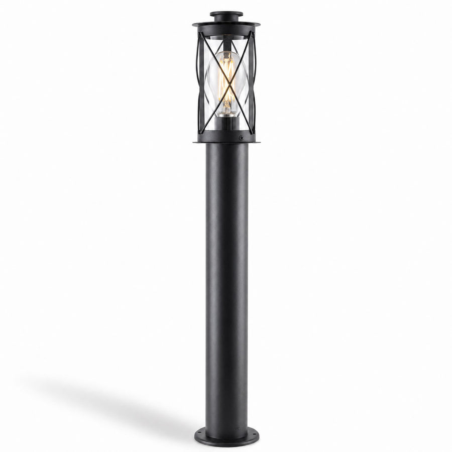 Lucia Rustic Bollard Post Light — Stainless Steel, Black 80cm
