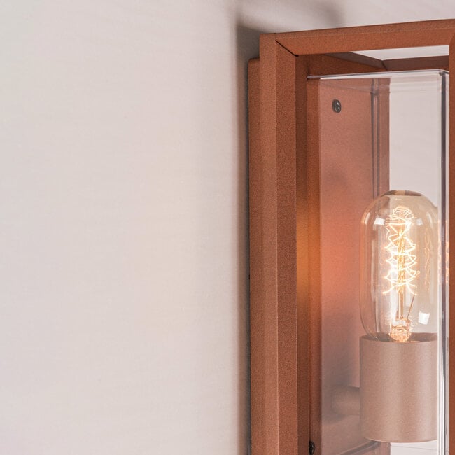Galway Industrial Outdoor Box Wall Lantern — Rust Brown