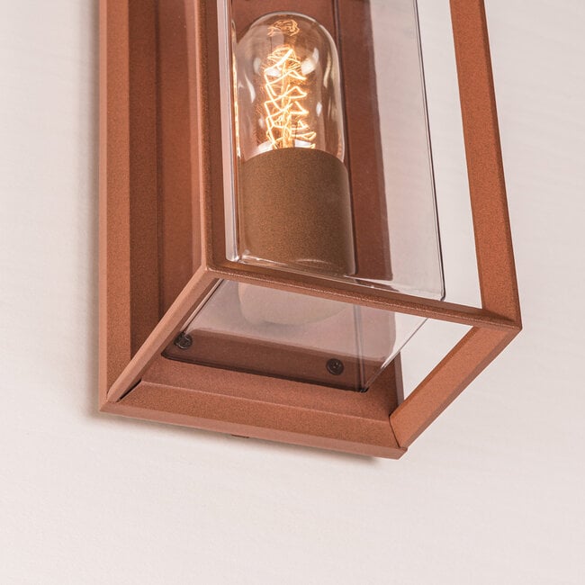 Galway Industrial Outdoor Box Wall Lantern — Rust Brown