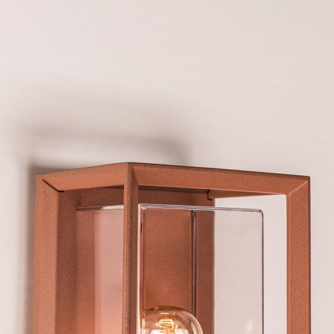 Galway Industrial Outdoor Box Wall Lantern — Rust Brown