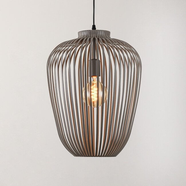 Riva Cylindrical Cage Pendant Light — Metal, Light Grey