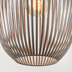 Riva Cylindrical Cage Pendant Light — Metal, Light Grey